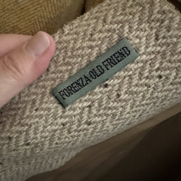 vintage 80s FORENZA coat trench heathered zig zag print the limited wool ivory S - Picture 9 of 11